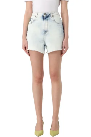 VERSACE Korte broeken, Dames, Blauw, W26, Denim, Stijlvolle Blauwe Pantalon