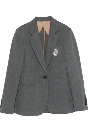 Brunello Cucinelli Jassen, Dames, Grijs, M, Katoen, Antracietgrijze Blazer met Zakken