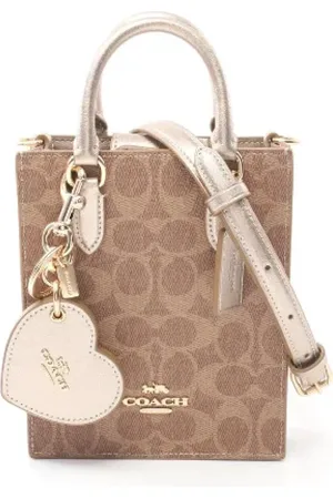 Coach Pre-owned, Dames, Bruin, ONE Size, Leer, Tweedehands Canvas handtassen