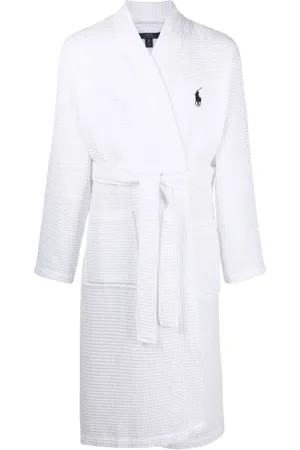 Ralph Lauren Nachtkleding & Lounge, Heren, Wit, S, Katoen, Luxe Witte Katoenen Badjas met Geborduurd Logo