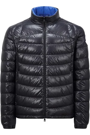 Moncler Jassen, Heren, Blauw, M, Blauwe ritsjas met verstelbare capuchon