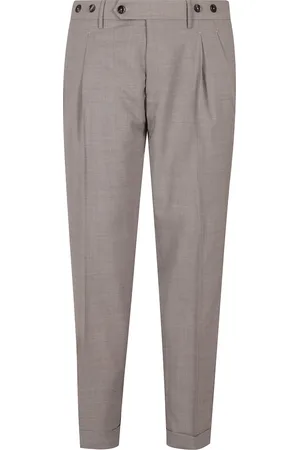 Berwich Broeken, Heren, Bruin, 2Xl, Wol, Stretch wollen chino broek dubbele plooien