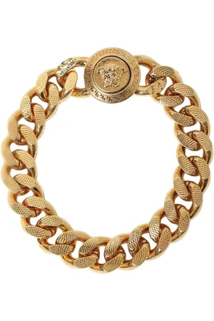 VERSACE Accessoires, Dames, Geel, L, Elegante Gouden Curb Chain Armband