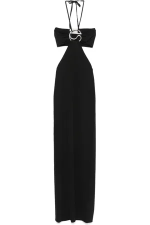 COPERNI Kleedjes, Dames, Zwart, M, Polyester, Zwarte Gebreide Halterjurk met Ruche