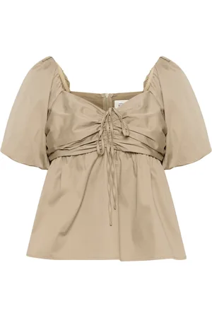 Karen by Simonsen Blouses & Shirts, Dames, , M, Katoen, Chinchilla Pofmouw Strik Top Blouse