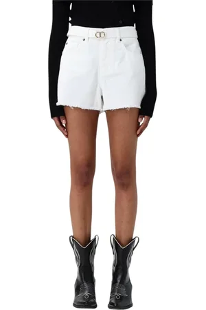Twin-Set Korte broeken, Dames, Wit, W26, Denim, Witte Denim Shorts met Riem