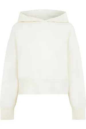 Canada Goose Sweatshirts & Hoodies, Dames, Wit, M, Wol, Witte Wol Hoody Jas Gemaakt in Italië