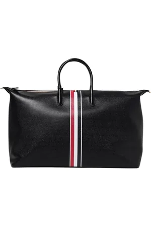 Thom Browne Tassen, Heren, Zwart, ONE Size, Leer, Gestreepte Leren Weekendtas