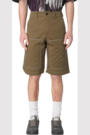 Msgm Korte broeken, Heren, Groen, M, Katoen, Groene Cargo Shorts met Contraststiksels