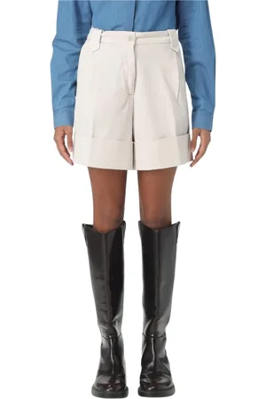 FAY Korte broeken, Dames, Bruin, W27, Katoen, Bruine High Waisted Katoenen Shorts
