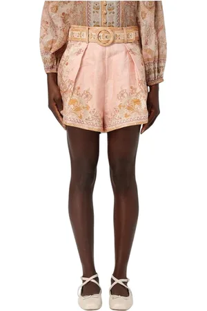 ZIMMERMANN Korte broeken, Dames, , XS, Linnen, Bloemenprint Linnen Shorts