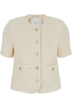 DUNST Jassen, Dames, Wit, M, Tweed, Witte Zomer Tweed Jas