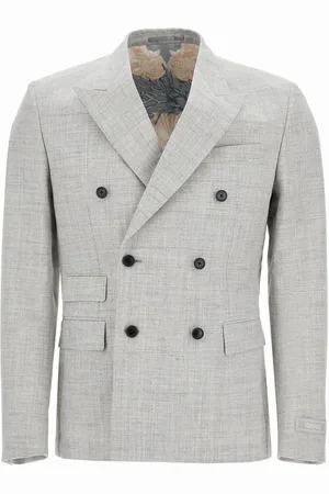 VERSACE Jassen, Heren, Grijs, L, Wol, Stijlvolle jas voor mannen en vrouwen