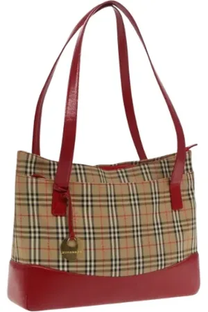 Burberry Pre-owned, Dames, Rood, ONE Size, Tweedehands Canvas handtassen