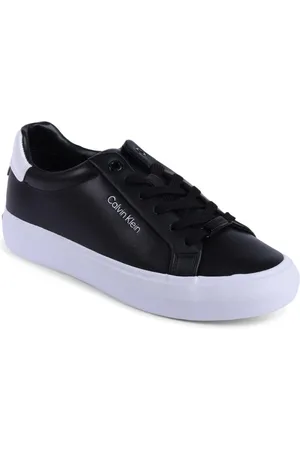 Calvin Klein Schoenen, Dames, Zwart, 40 EU, Zwarte leren lage sneaker