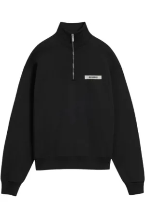Jacquemus Sweatshirts & Hoodies, Heren, Zwart, S, Katoen, Zwarte Katoenen Gros Grain Sweatshirt