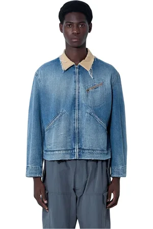 Maison Margiela Jassen, Heren, Blauw, 2Xl, Katoen, Verweerde Katoenen Caban Jas