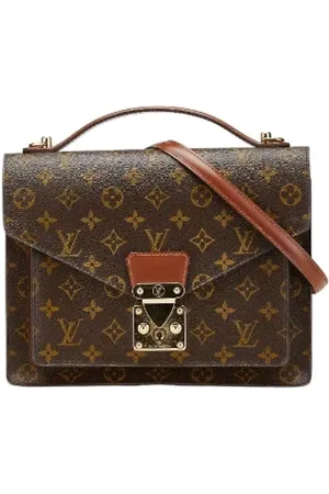 LOUIS VUITTON Pre-owned, Heren, Bruin, ONE Size, Leer, Tweedehands Canvas handtassen