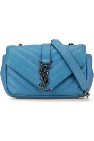 Saint Laurent Pre-owned, Dames, Blauw, ONE Size, Leer, Pre-owned Leather crossbody-bags