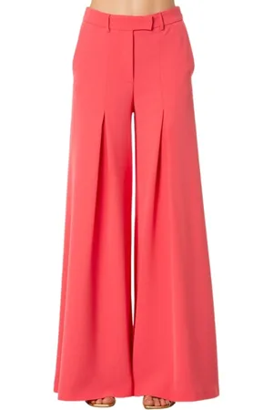 SIMONA CORSELLINI Broeken, Dames, Roze, S, Polyester, Wijde broek - Koraal