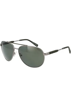Timberland Accessoires, unisex, Grijs, ONE Size, Gunmetal Aviator Zonnebril met Groene Lenzen