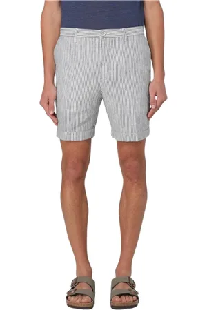 120% Lino Korte broeken, Heren, Blauw, L, Linnen, Linnen Shorts Stijlvol Comfortabel