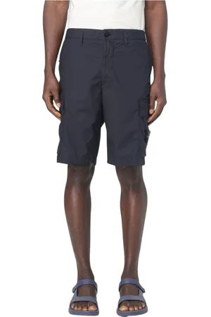 Stone Island Korte broeken, Heren, Blauw, W33, Nylon, Klassieke Cargo Shorts