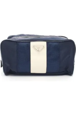Prada Pre-owned, Heren, Blauw, ONE Size, Leer, Pre-owned Leather clutches