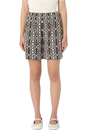 Max Mara Korte broeken, Dames, Bruin, XS, Geometrisch Patroon Shorts voor Vrouwen
