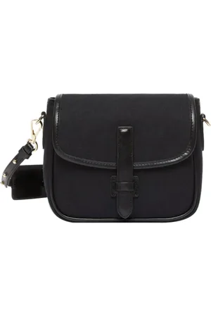 Max Mara Tassen, Dames, Zwart, ONE Size, Katoen, Canvas en leren crossbody tas