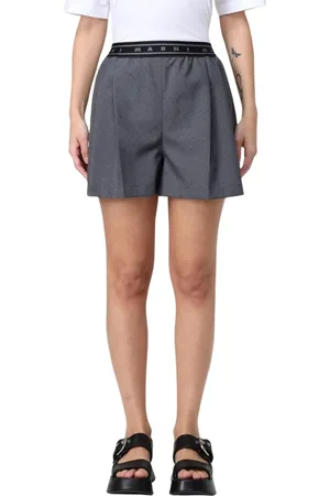 Marni Korte broeken, Dames, Grijs, XS, Wol, Grijze Geplooide Shorts