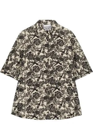 LAURENCE BRAS Blouses & Shirts, Dames, Veelkleurig, S, Katoen, Tropische Print Korte Mouw Overhemd
