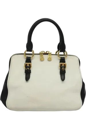 Miu Miu Pre-owned, Dames, Wit, ONE Size, Leer, Tweedehands leren handtassen