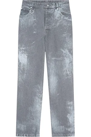 Etudes Jeans, Heren, Grijs, XS, Katoen, Grijze Geschilderde Wijde Pijp Jeans