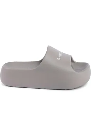 Tommy Hilfiger Schoenen, Dames, Grijs, 35 1/2 EU, Grijze Comfortabele Slippers voor Vrouwen