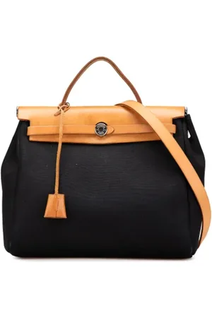 Hermès Pre-owned, Dames, Zwart, ONE Size, Leer, Tweedehands Canvas handtassen