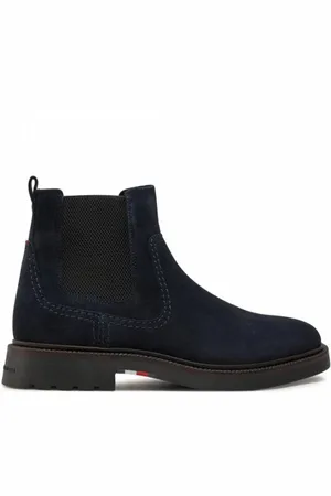 Tommy Hilfiger Schoenen, Heren, Blauw, 44 EU, Leer, Chique Enkellaarsjes