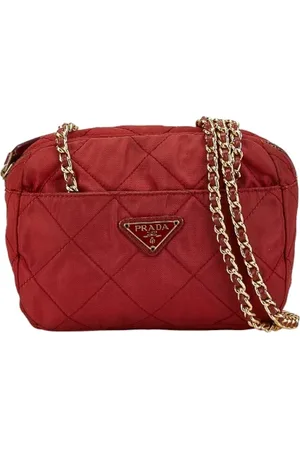 Prada Pre-owned, Dames, Rood, ONE Size, Leer, Pre-owned Canvas crossbody-bags