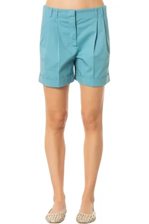Max Mara Korte broeken, Dames, Blauw, XS, Katoen, Katoenen shorts in blauw