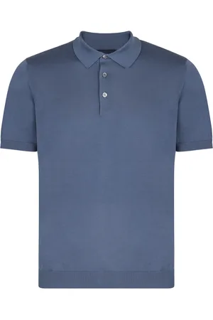DRUMOHR Tops, Heren, Blauw, 2Xl, Katoen, Gebreide Katoenen Poloshirt