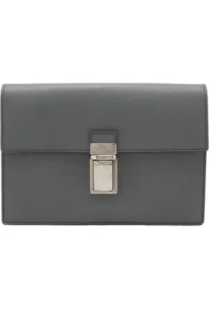 Prada Pre-owned, Dames, Grijs, ONE Size, Leer, Pre-owned Leather clutches