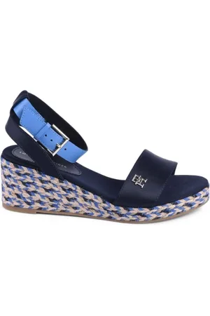 Tommy Hilfiger Schoenen, Dames, Blauw, 38 EU, Polyester, Blauwe Sleehak Espadrille Sandalen