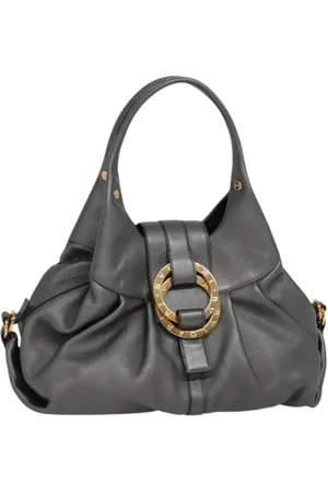 Bvlgari Pre-owned, Dames, Grijs, ONE Size, Leer, Tweedehands leren handtassen