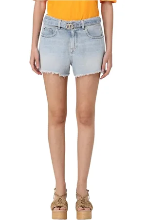 Twin-Set Korte broeken, Dames, Blauw, W28, Denim, Stijlvolle Denim Shorts
