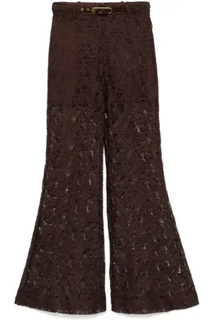 ZIMMERMANN Broeken, Dames, Bruin, M, Bruine Kantbroek Chocolade