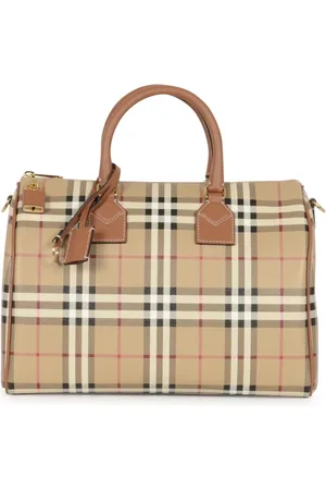 Burberry Tassen, Dames, , ONE Size, Katoen, Mini Bowlingtas met Check Print