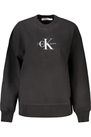 Calvin Klein Sweatshirts & Hoodies, Dames, Zwart, M, Katoen, Zwarte katoenen sweatshirt voor vrouwen