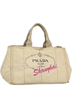 Prada Pre-owned, Dames, Wit, ONE Size, Leer, Pre-owned Canvas prada-bags
