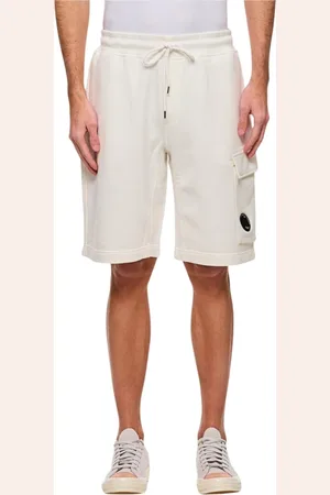 C.P. Company Korte broeken, Heren, Wit, S, Katoen, Witte Cargo Shorts met Lenszak