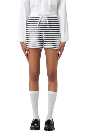 Thom Browne Korte broeken, Dames, Veelkleurig, XS, Katoen, Gestreepte Gebreide Shorts Casual Stijl